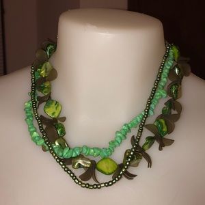 Shades of green necklace with matching earrings